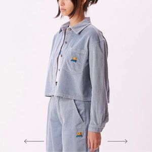 Obey Liam cropped shirt seal ice XS